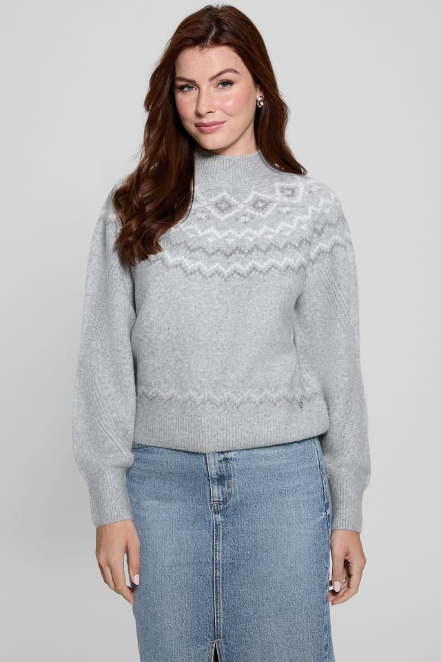 Mock-Neck Wool-Blend Pullover Sweater