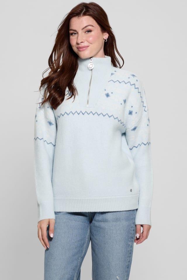 Half-Zip Wool-Blend Pullover Sweater