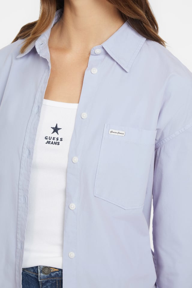 Chemise surdimensionn&eacute;e &agrave; manches longues et &agrave; poches