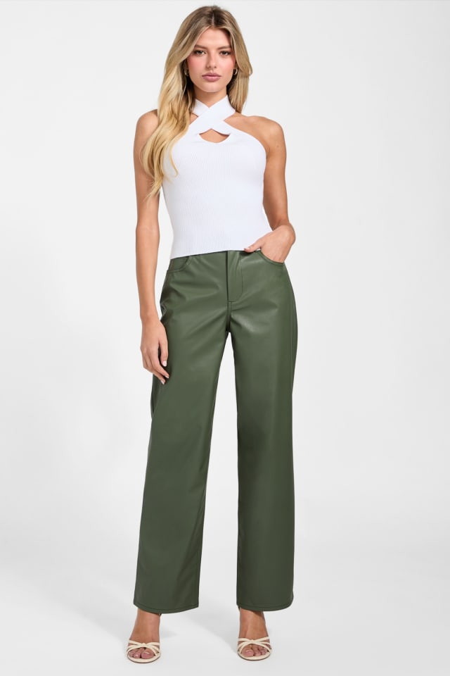 GUESS® Alix Faux-Leather High-Rise Straight Pants Women