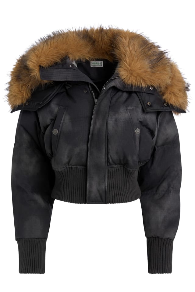 GUESS® hooded faux-fur puffer jacket