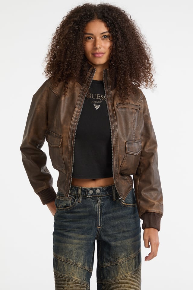 GUESS® GUESS Originals Faux-Leather Aviator Jacket