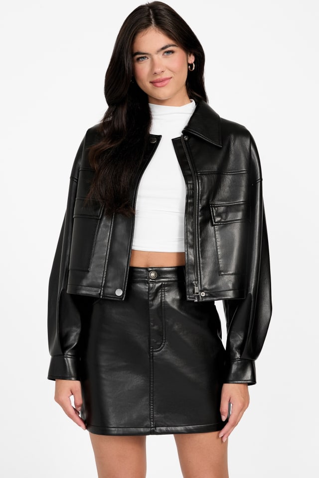 GUESS® Flaminia Cropped Faux-Leather Jacket