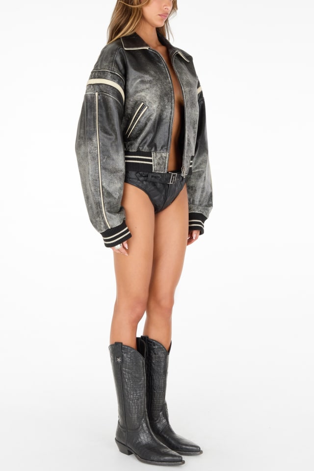 GUESS® vintage cropped leather jacket