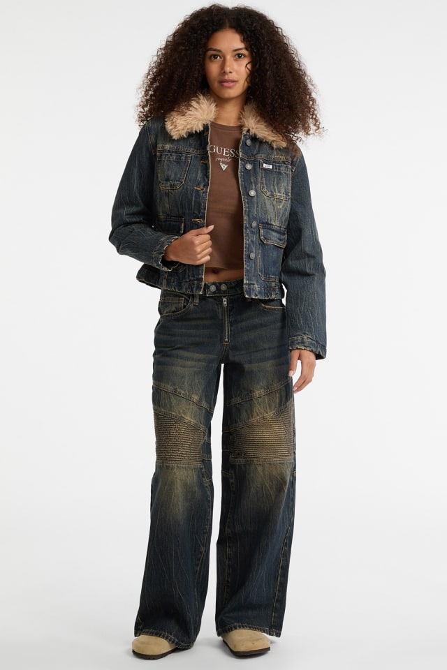GUESS® GUESS Originals Faux-Fur Denim Aviator Jacket
