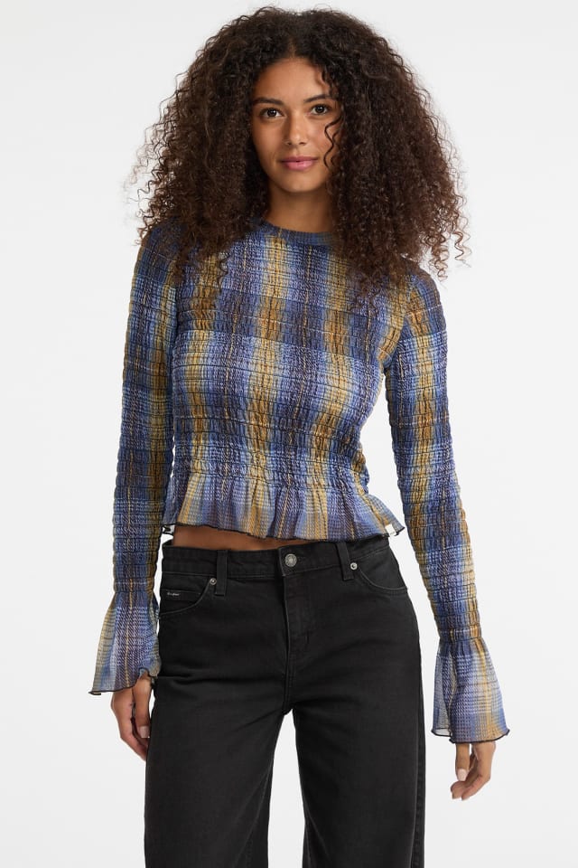 GUESS Originals Eco Smocked Mesh Printed Tee