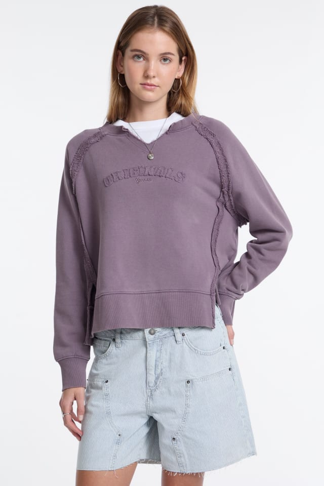 【ライトパープル(F4M6)】GUESS Originals スウェット レディース(W)Vintage Sweatshirt GUESS® GUESS Originals Eco Vintage Notch Sweatshirt