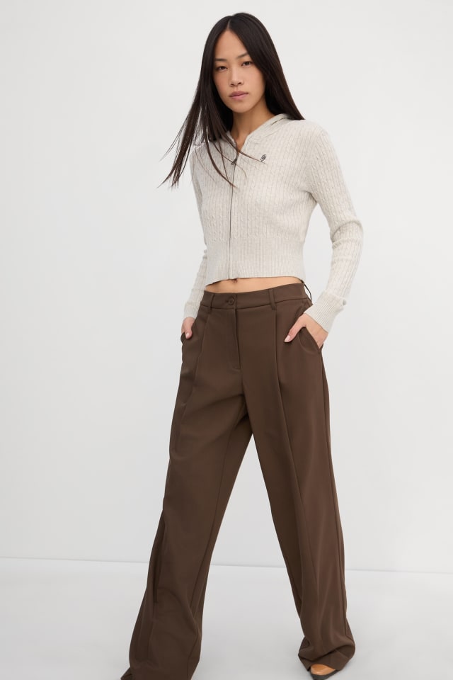 Cable-Knit Hooded Cardigan