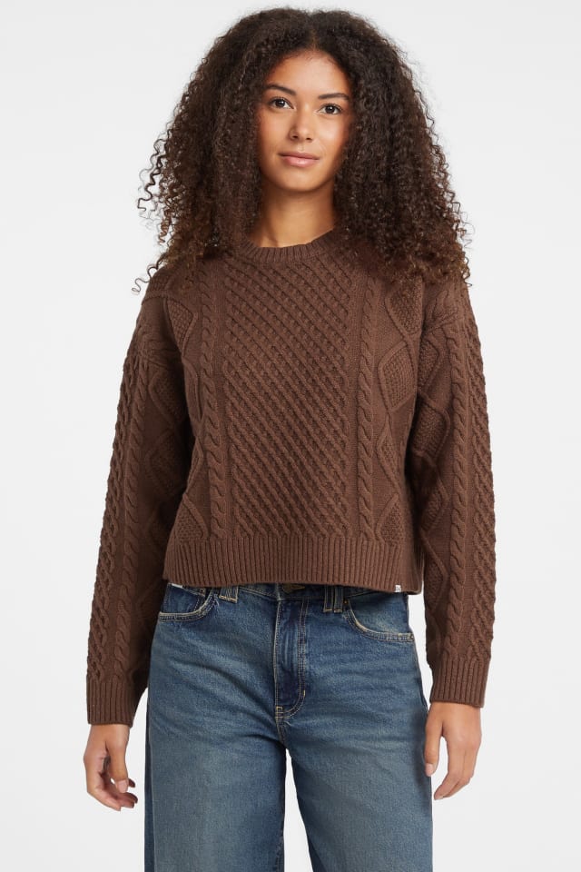Crewneck Wool-Blend Cable-Knit Sweater