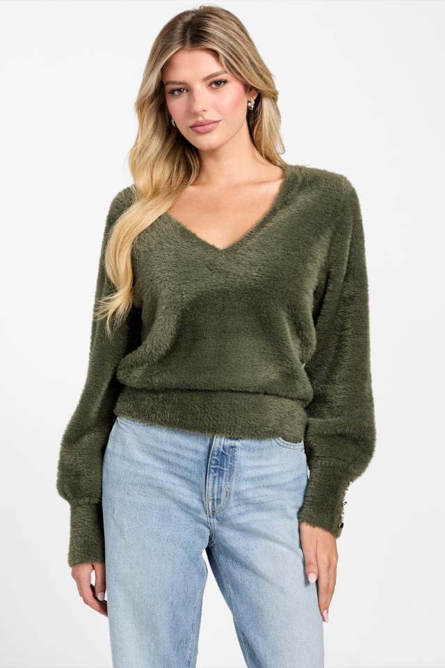 Niko Fuzzy V-Neck Sweater