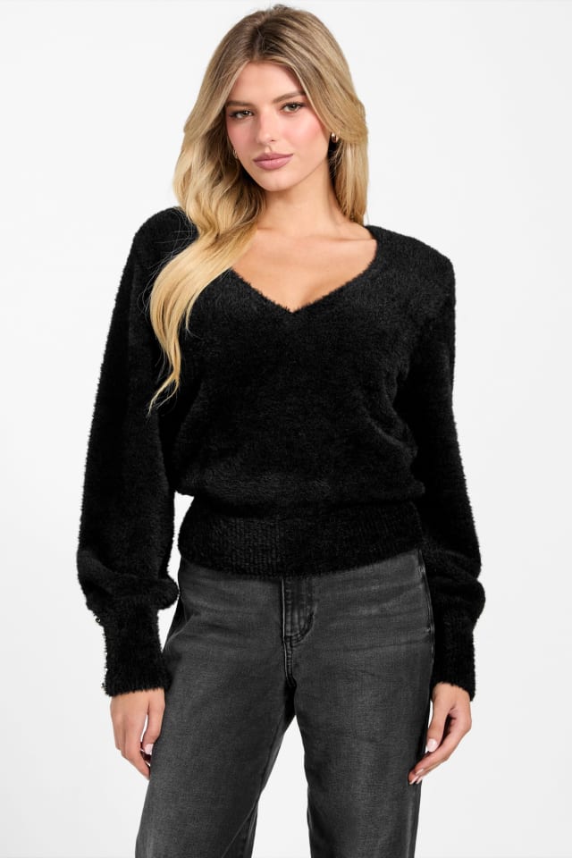 未使用GUESS☆ファー襟ジップアップニットL MARCIANO by GUESS® Eco Half-Zip Cable Knit Sweater