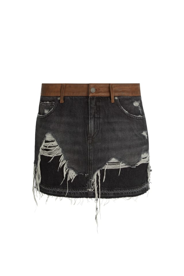 layer denim skirt