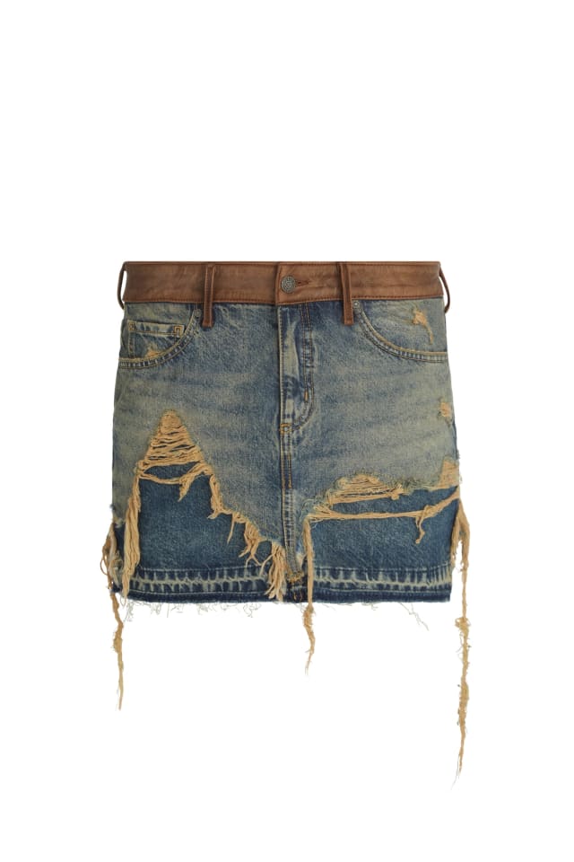 layer denim skirt