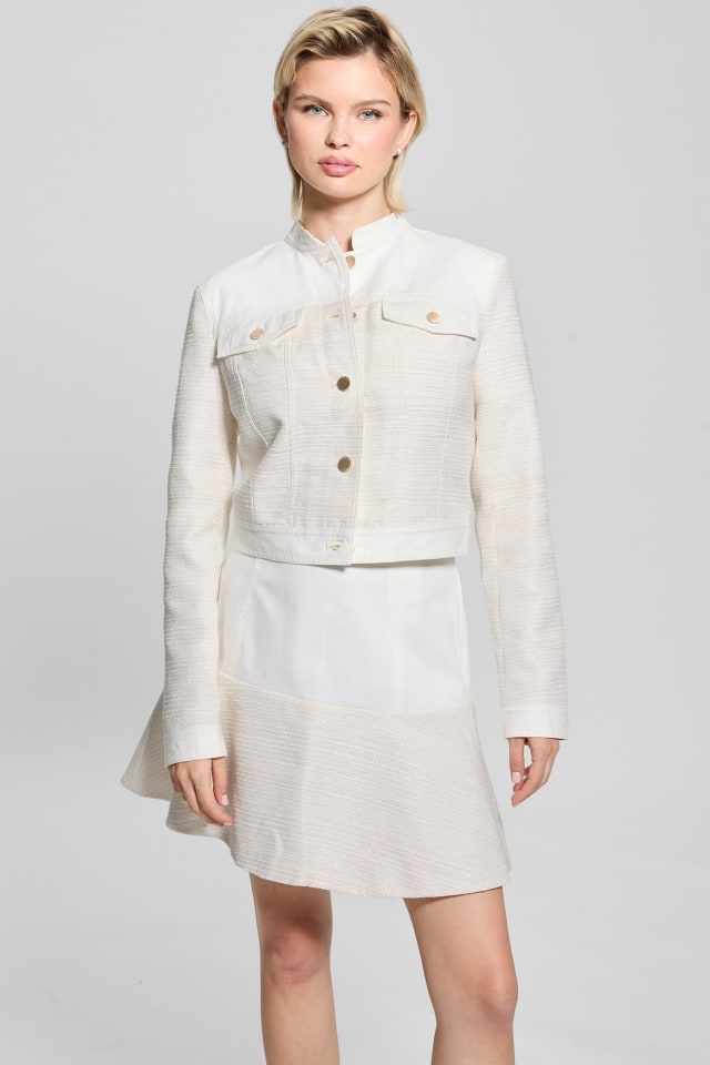 GUESS® Elsie Tweed and Denim Jacket