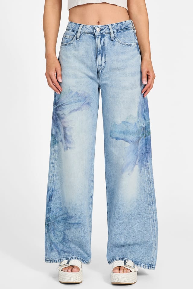 GUESS® Eco Bellflower Floral Wide Leg Jeans