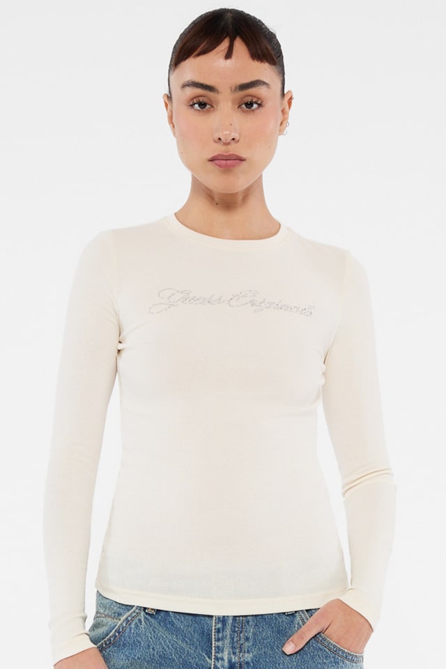 GUESS Originals Eco Rhinestone Long-Sleeve Top