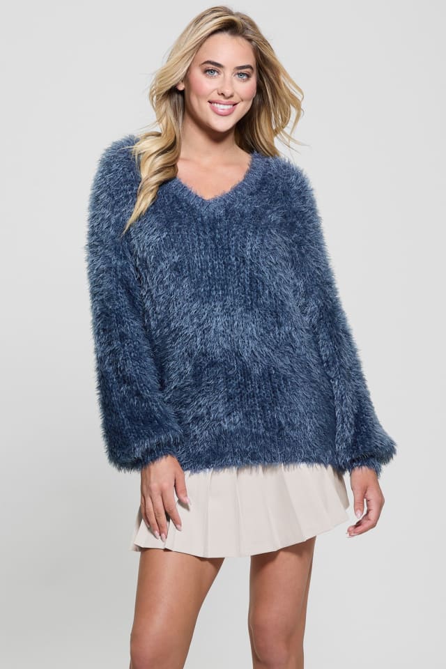 【ブルー(LBL)】GUESS ニット セーター (W)LADIES L/Slv Pullover Sweater Guess Ladies L/Slv Pullover Sweater Knit Sweater