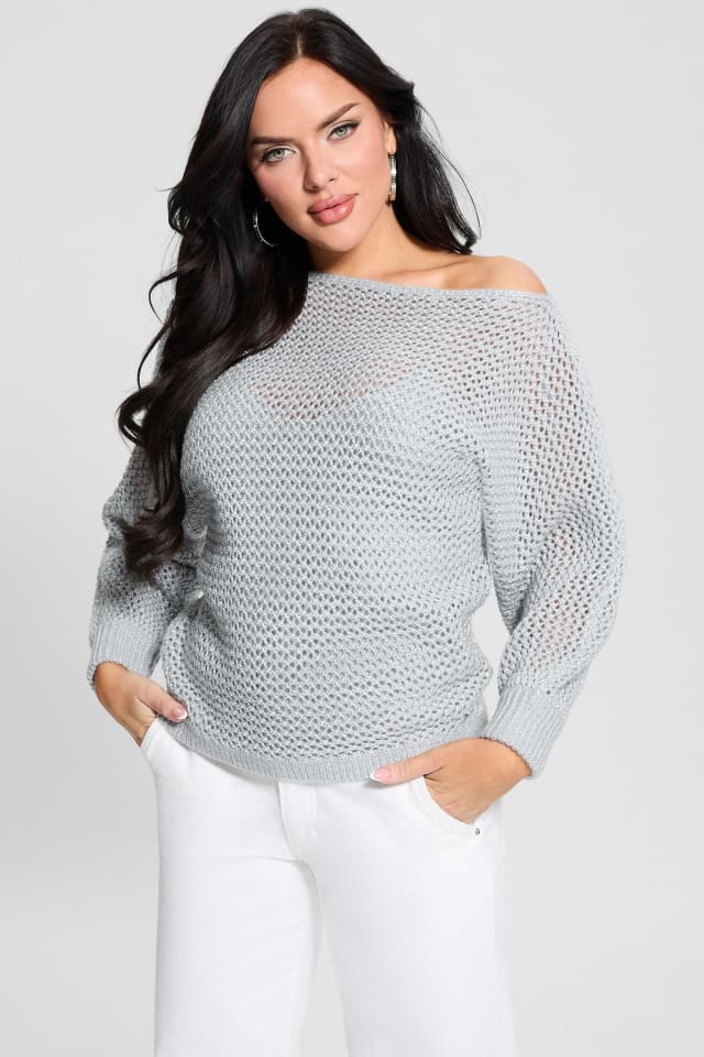 Poa Metallic Off-Shoulder Sweater