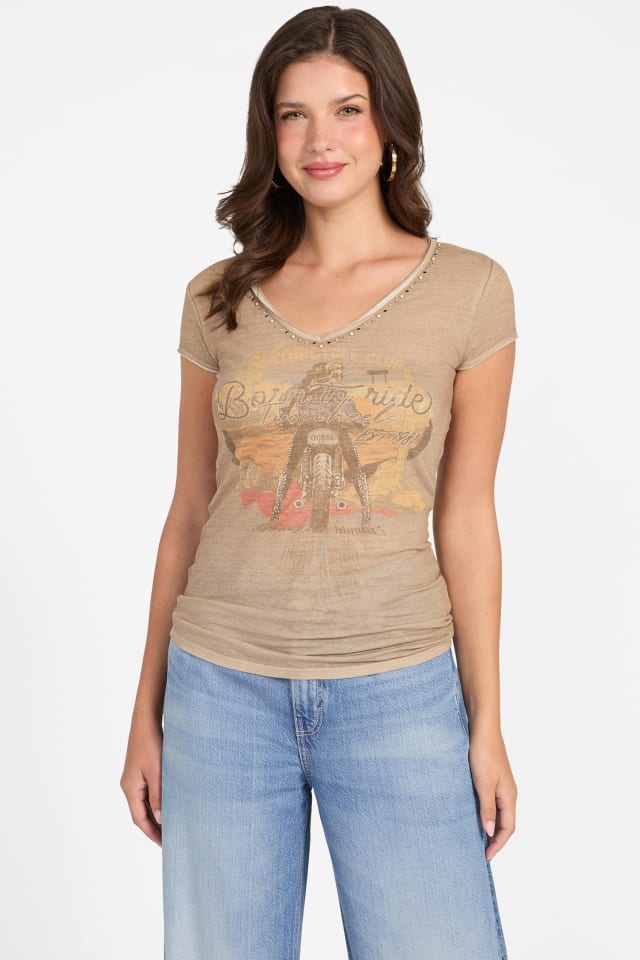 GUESS® Moto Printed V-Neck Tee