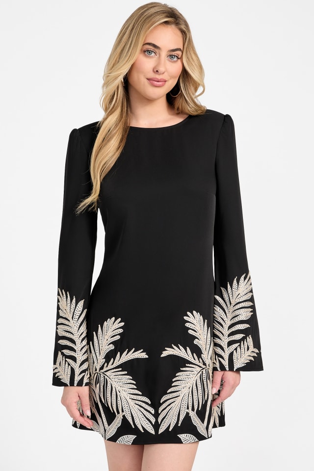 cool foliage black mini dress Cool Foliage Black Mini Dress