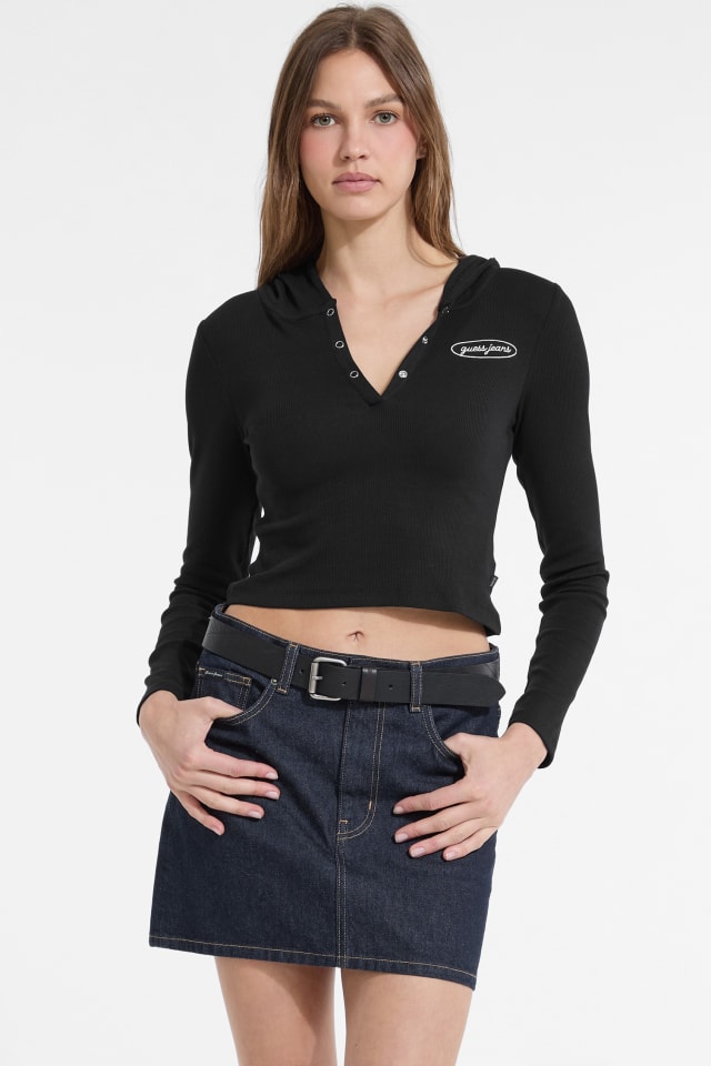 GUESS® Hooded Embroidered Logo Slim Top