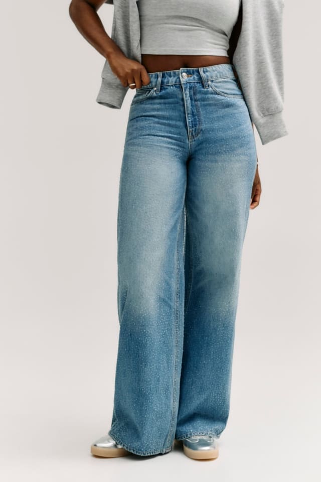 GUESS® Rhinestone Wide-Leg Jeans Women