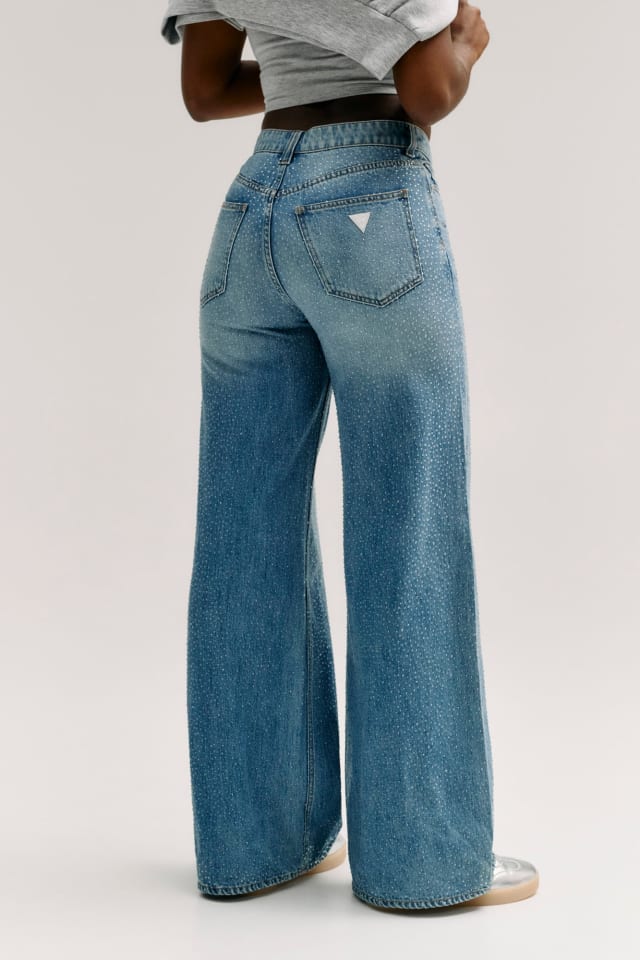 GUESS® Rhinestone Wide-Leg Jeans Women