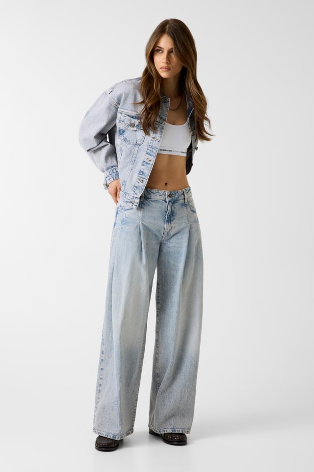 GUESS® G12 Pleated extra wide-leg jeans