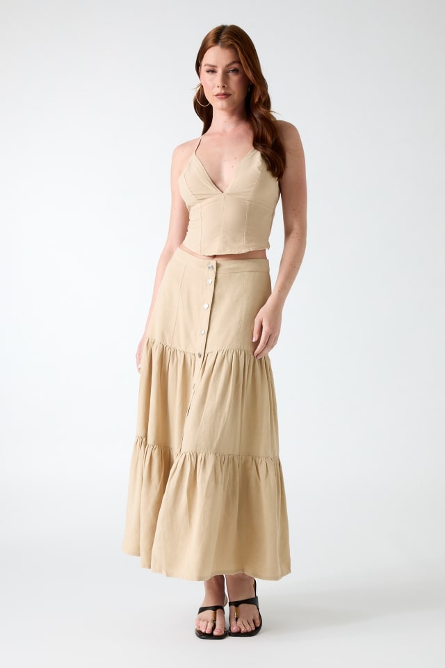 GUESS® Linen-blend maxi skirt Women
