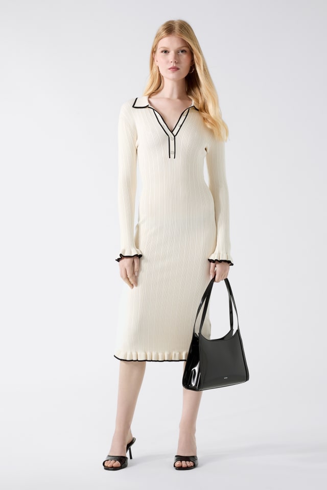 zip front midi dress The Lennon Zip Up Midi Dress