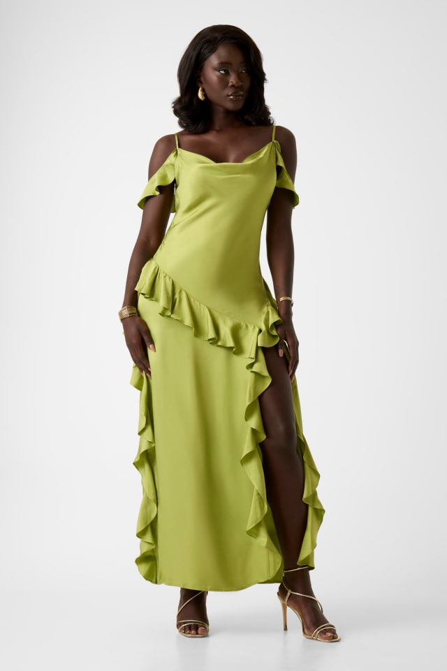 long silky green dress After Hours Satin One Shoulder Maxi Dress (Hunter Green) – Southern  Alternative