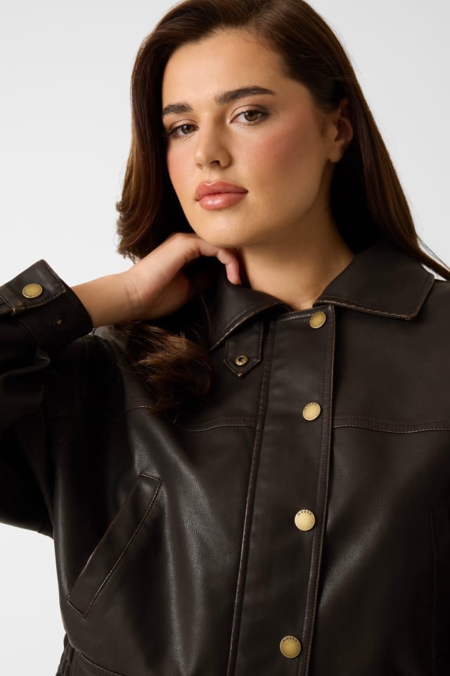 GUESS® Faux leather cropped jacket Women
