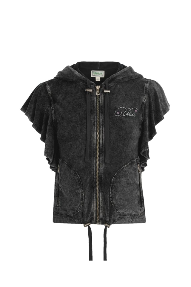 Ruffled hooded vest