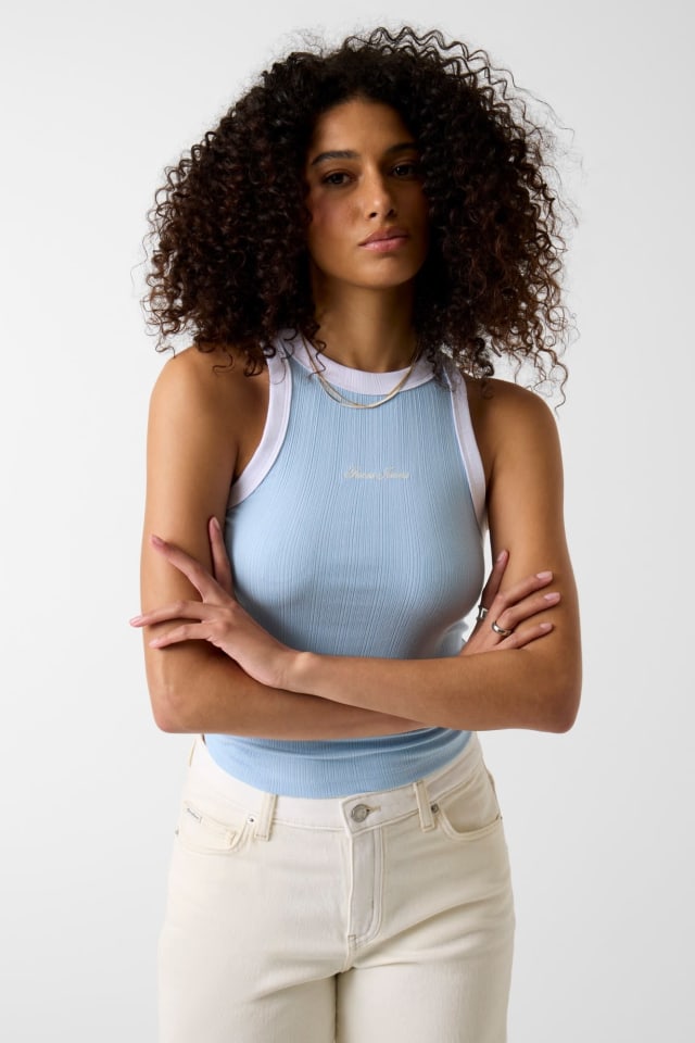 Embroidered logo tank top