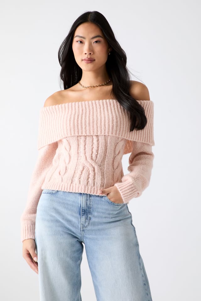 Off-shoulder wool-blend sweater