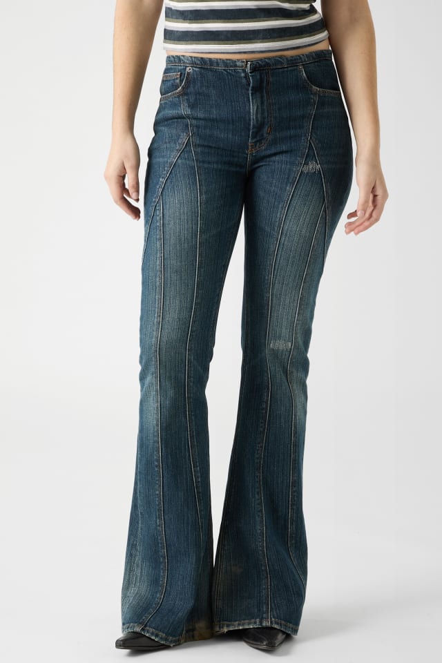 【ダークインディゴ(GOMR)】GUESS Originals デニムパンツ ワイドジーンズ (W)Flared ダークインディゴ(GOMR)】GUESS Originals デニムパンツ ワイド