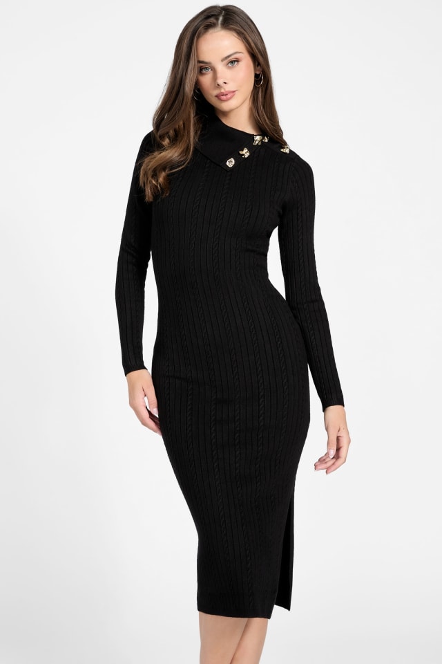 ワンピース herlipto clara cable knit dress black S GUESS® Eco Priscilla Cable-Knit Dress