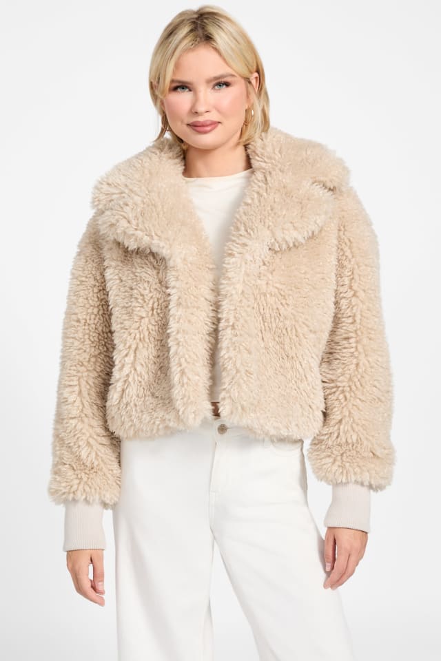 Flavie Teddy Faux-Fur Cropped Jacket