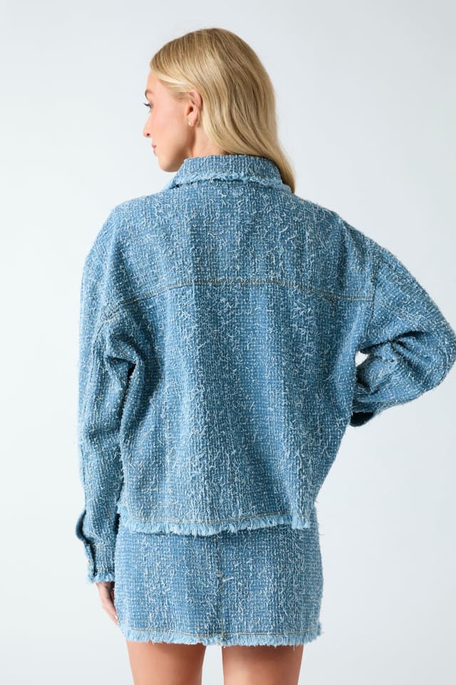GUESS® Denim tweed jacket Women