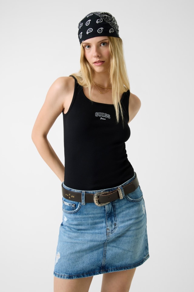 【インディゴブルー(MBL)】GUESS デニム タンクトップ (W)LADIES' Denim Tank Top GUESS｜GUESS デニム タンクトップ (W)LADIES' Denim Tank Top