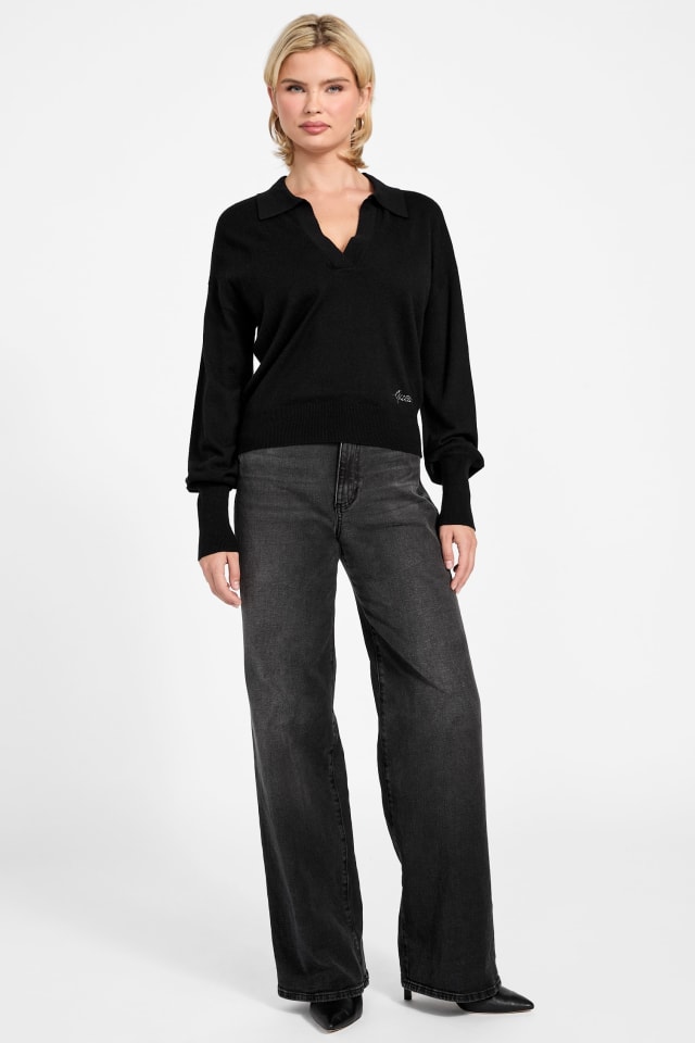 JENNIFER BAZAAR 黒レザー・ポインテッドトゥ・カットアウトブーティ GUESS® Cashmere blend sweater Women