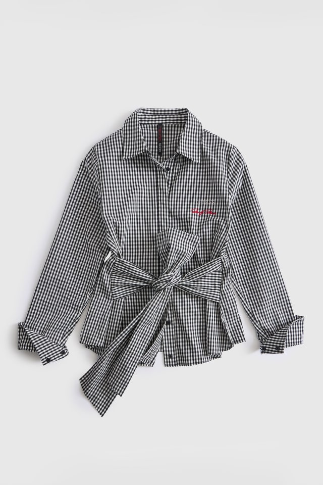 Printed bow shirt