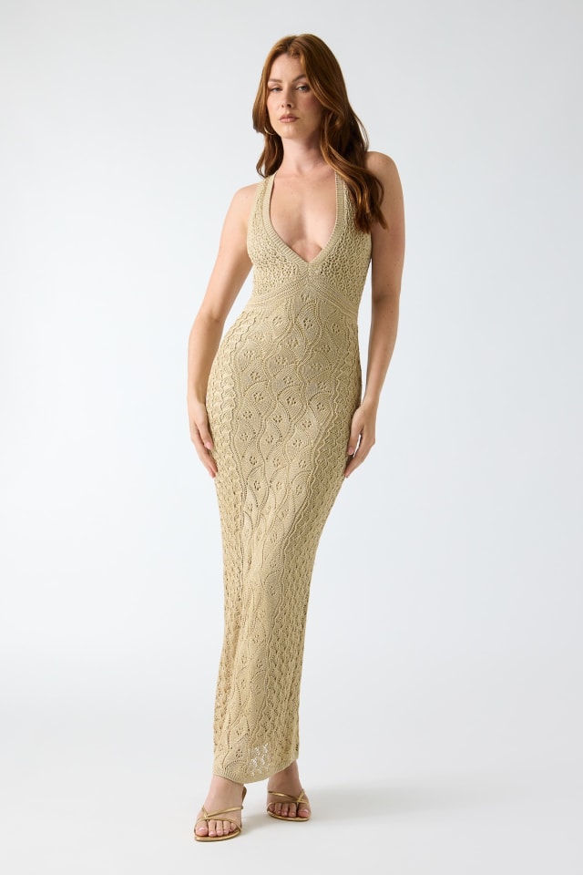 Robe longue tricot&eacute;e