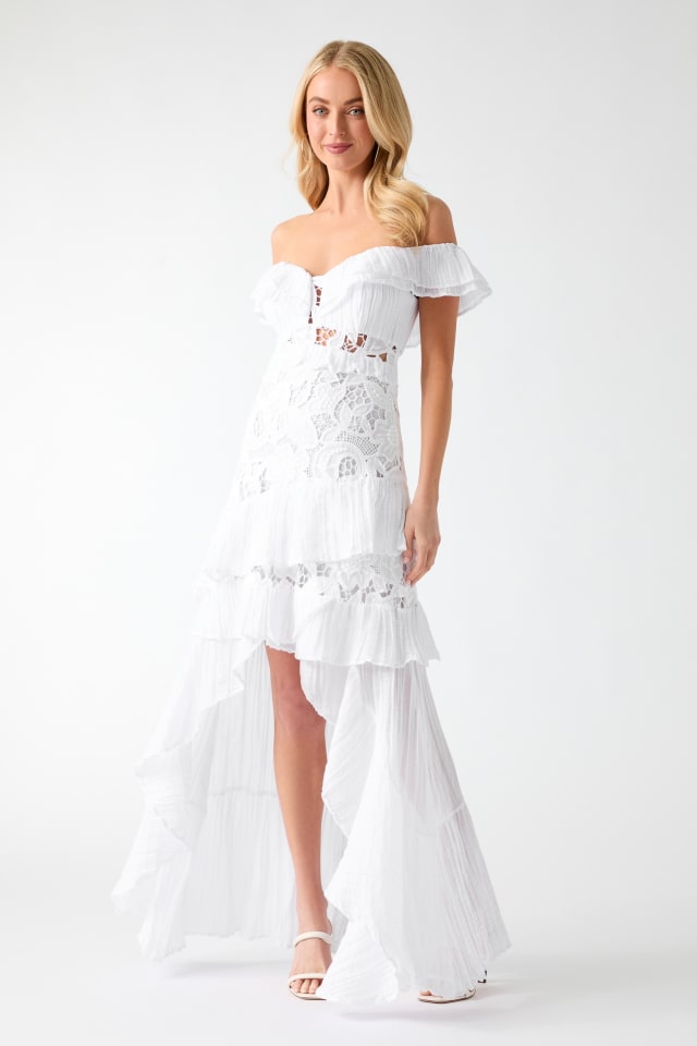guess off the shoulder lace midi dress Guess Off-the-Shoulder Lace Midi Dress MSRP $128