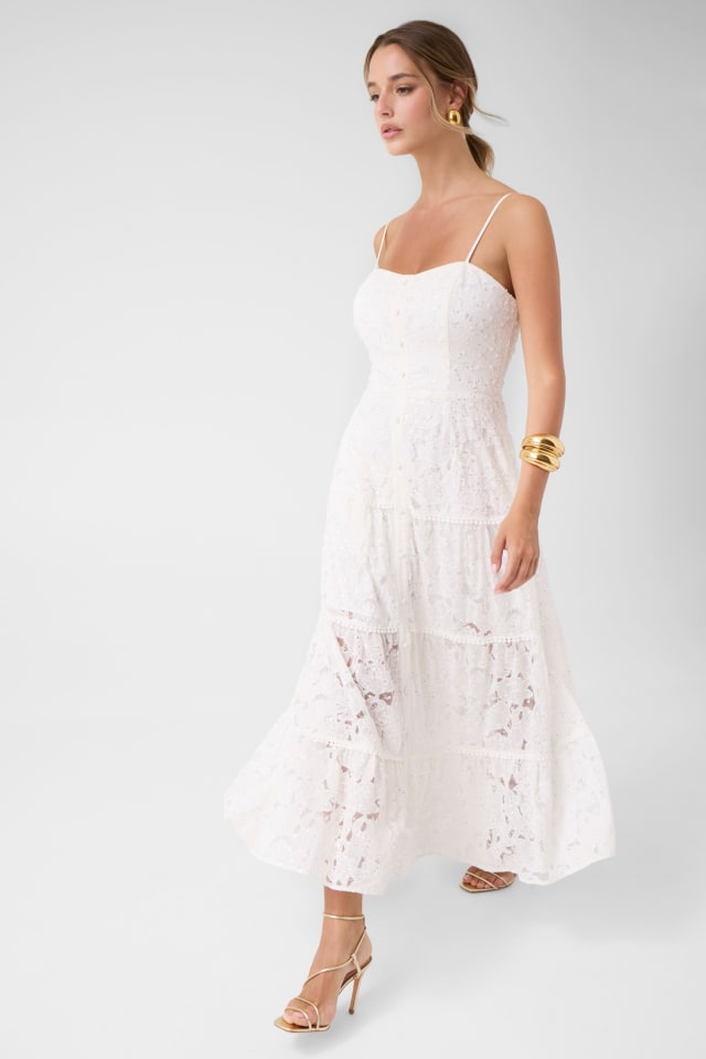 guess dress lace Guess Women's Alia Lace Fit & Flare Dress - Pure White