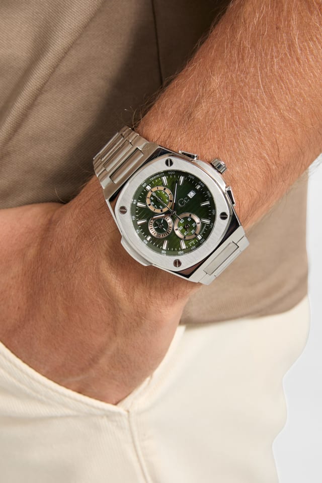GUESS® Gc Silver-Tone Chronograph Watch Men