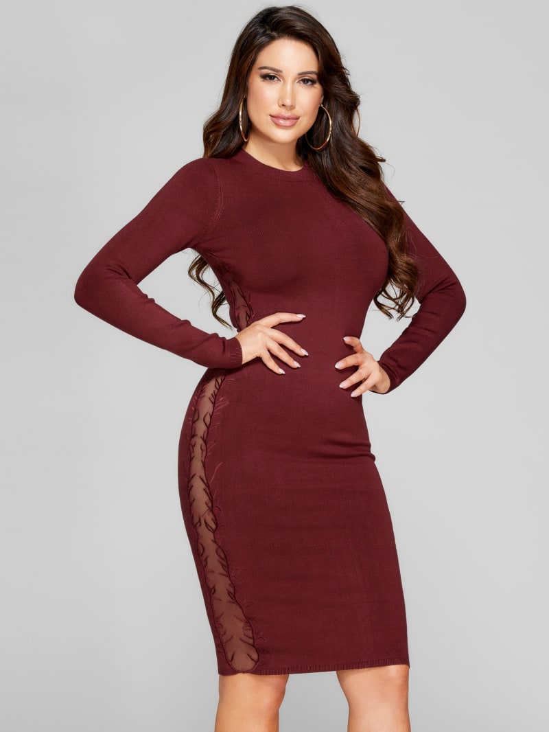 guess red sweater dress