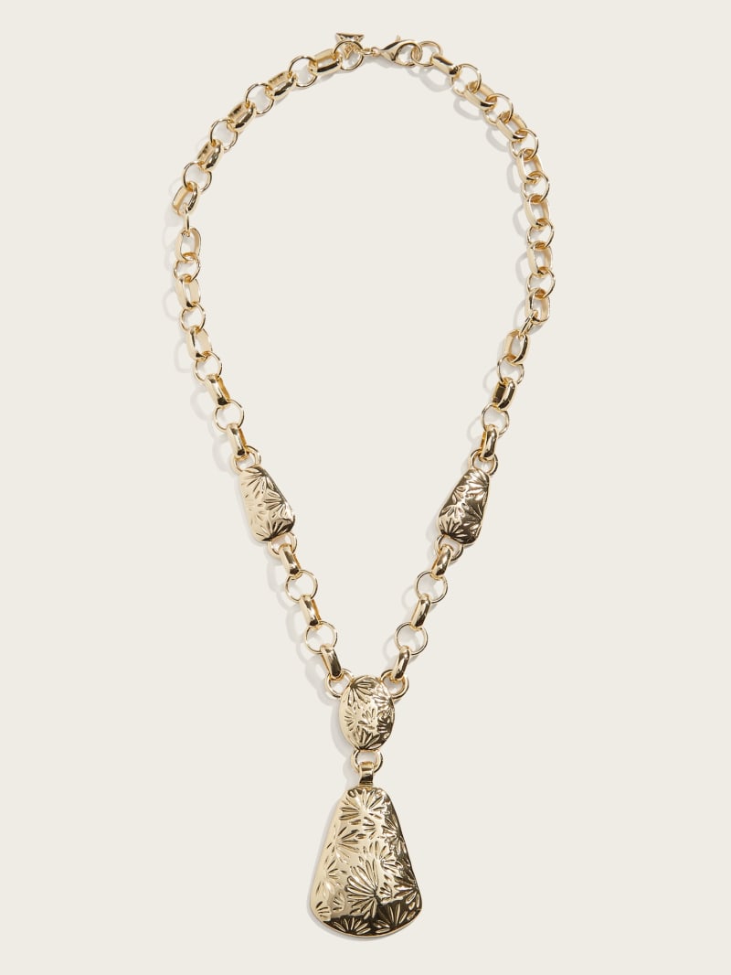 Gold-Tone Textured Pendant Lariat Necklace