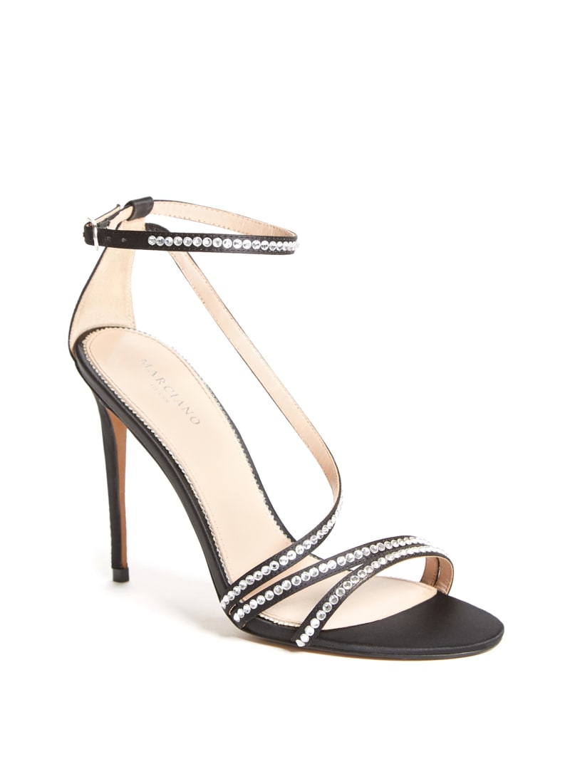 Satin Rhinestone Stiletto Sandal | GUESS