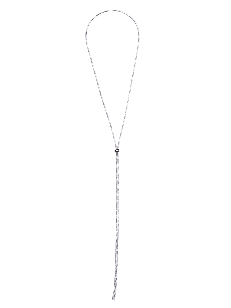 Silver-Tone Rhinestone Bolo Necklace | GUESS Factory